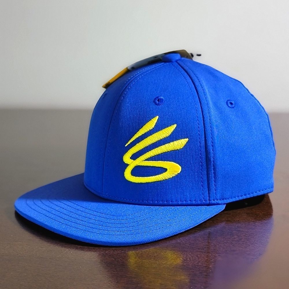 Under Armour UA Curry Flow 9 Baseball Cap Hat Golden State Warriors Blue Gold - Picture 1 of 10